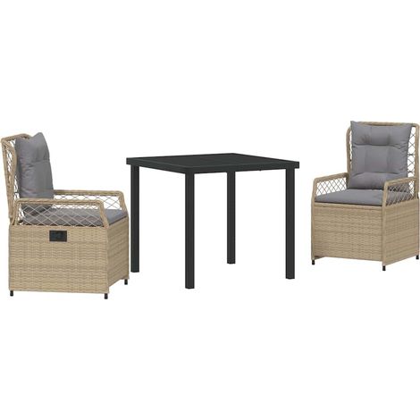 Ensemble de salle à manger pour jardin 3 pcs,Salon de jardin Beige polyrotin CFW37973 (1/5)