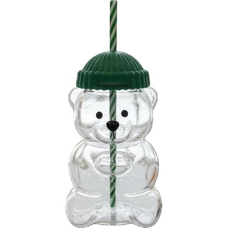 Bear Straw Mug, Cute 20oz Glass Bear Mug, Reusable Borosilicate Glass Straw with Lid for Coffee, Milk, Tea Drinks (1/5)