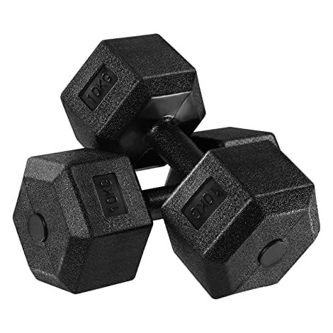 Youyijia 2Pcs 10kg Hexagon Dumbbell Dumbbell Set Cast Iron Dumbbells Fitness Equipment Hand Weight Set for Strength Training Home Workout Gym (1/5)