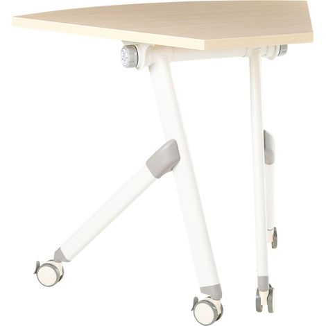 Folding Office Desk Light Brown Metal Frame MFC Tabletop 90 x 64 cm Foldable Portable Mobile Table with Casters Modern Design BENDI