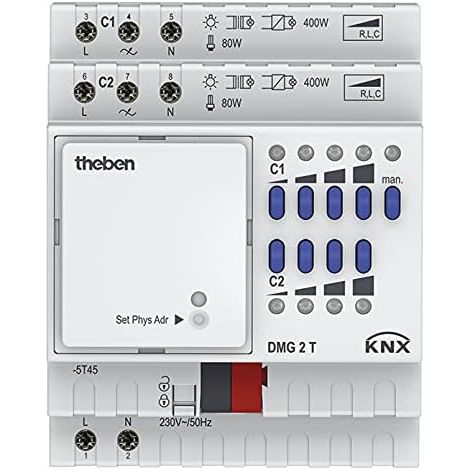 Theben DMG 2 T KNX 2-fach Universal Dimmaktor,Grundmodul der MIX2 Serie,2 Kanäle (1/2)