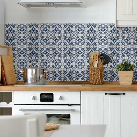 Sticker Mural Carrelage adhésif Cuisine Salle de Bain - 30 STICKERS CARREAUX DE CIMENT AZULEJOS ROSA - 30stickers10x10cm (1/5)