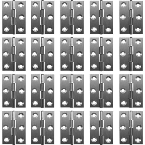 Lot de 20 charnières pliables à 180 ° en acier inoxydable pour piano 20 mm avec 6 trous de montage (1/4)