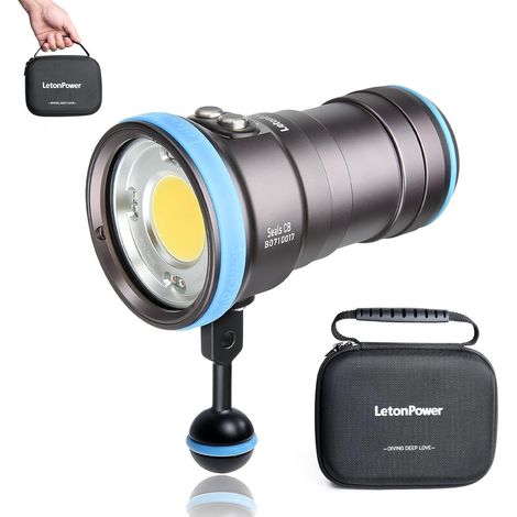 Lampe de Plongée 4000 Lumens - Lampe Vidéo 120° à 6500K/94 CRI, Recharge USB-C, Étanche 100m pour Photographie sous-Marine (1/5)