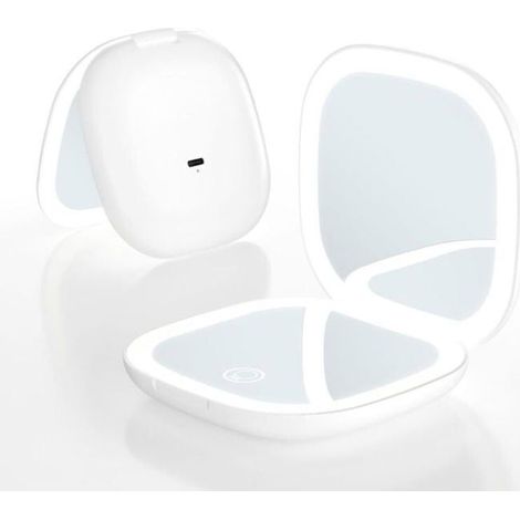 Specchio da viaggio portatile a LED per il trucco, con lente d'ingrandimento 1x/5x. (1/4)