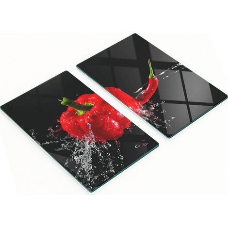 Taglieri da cucina in vetro con grafica di peperoni rossi, 2x30x52 cm (1/5)