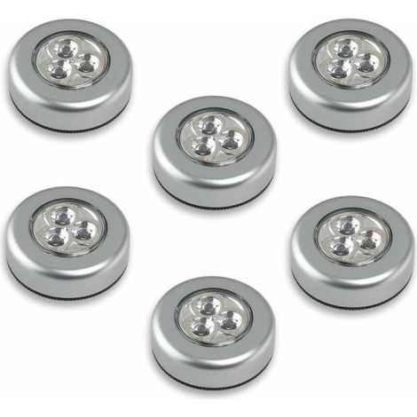 Lot de 6 Lampes Tactiles LED à 3 Lumières, Éclairage à Pression, Installation Adhésive, Sans Pile (1/4)