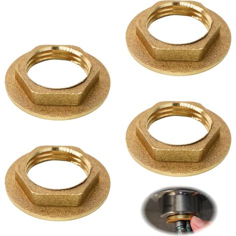 Lot de 4 écrous de sécurité hexagonaux à bride - Écrous à bride de 1/2" - Filetage intérieur - Écrou hexagonal en laiton pour robinet, lavabo, plomberie - Accessoires (1/5)