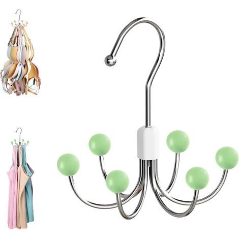 CCYKXA  (Green) Bra Hanger, Multipurpose Space-Saving Hangers for Closet, Tank Top Organizer, Rotating Metal Stand to Save Space