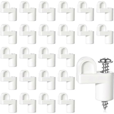 Lot de 24 clips de fixation décalés en nylon de 3/8 po avec vis pour moustiquaires de fenêtre, panneaux anti-tempête (blanc) (1/5)