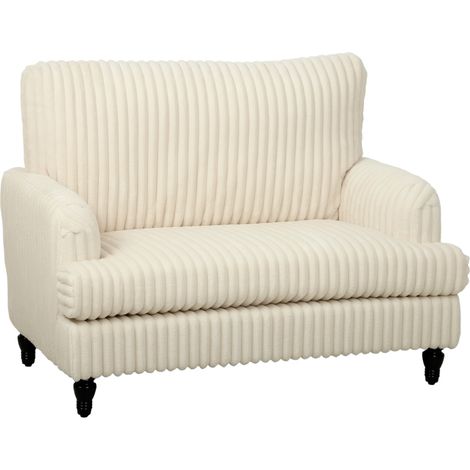 HOMCOM Corduroy Single Sofa Armchair with Stripes, Cream (1/5)