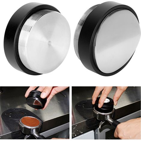 Tasseur à café professionnel en acier inoxydable de 58 mm avec motif linéaire noir (1/5)