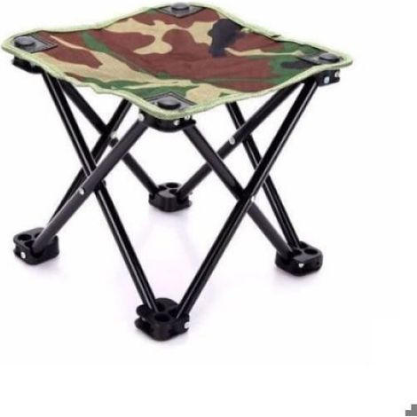 Tabouret Pliant Portable - Camouflage - Métal + Tissu Oxford 600D - 29x29x27cm - Capacité 150kg Camouflage (1/4)
