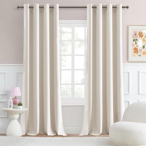Rideau Salon Moderne Beige Clair Rideaux Semi Occultants Isolant Thermique Rideau Opaque Anti Froid à Oeillets pour Fenetre Chambre Salle à Manger, 140 x 260 cm, 2 Pièces (1/5)