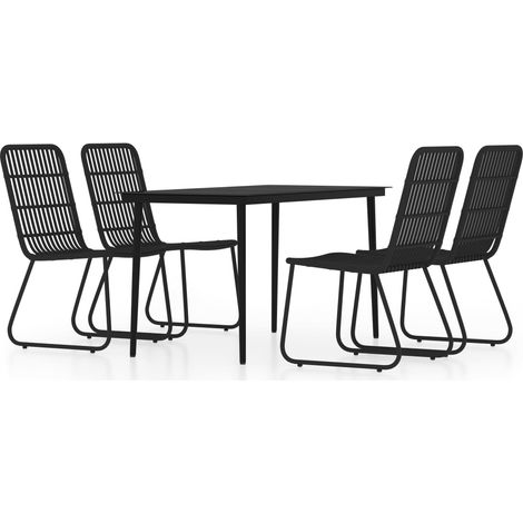 Juego de comedor de jardín muebles de exterior 5 piezas negro 020013852 (1/5)