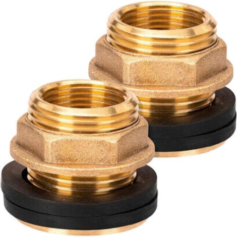 Lot de 2 raccords en laiton 3/4'' pour citerne d'eau de pluie – Joint en caoutchouc – Installation facile et étanchéité fiable (1/5)