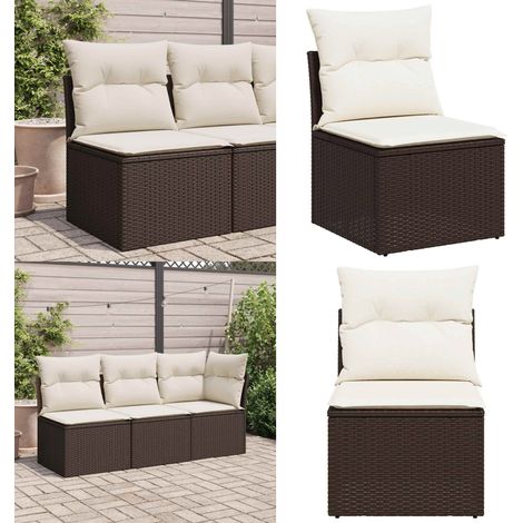 Gartensessel ohne Armlehnen mit Kissen Braun Poly Rattan - Gartensessel - Gartenstuhl - Loungesessel - Outdoor Möbel - Rattan Gartenmöbel - Home & Living