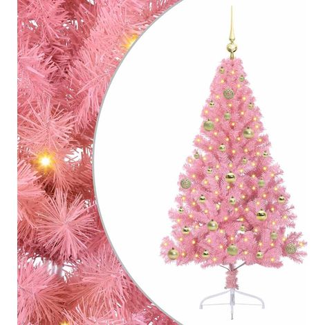 Sapin de Noël,Arbre de Noël artificiel pré-éclairé Rose 150 cm PVC CFW91997 (1/5)