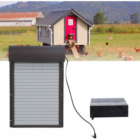 Porta automatica per pollaio con timer - Attrezzatura agricola a batteria (Metallo, 37 cm, Marrone) (1/4)