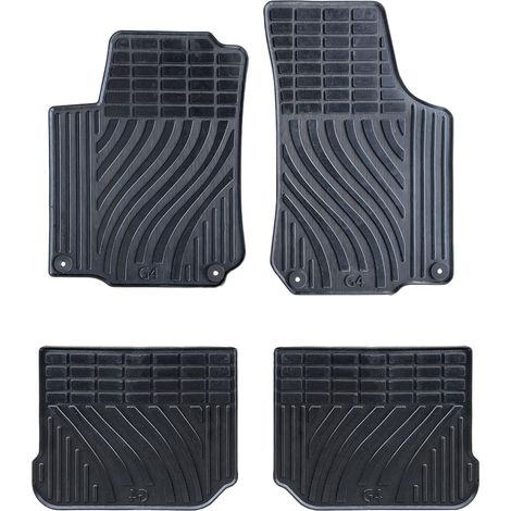 Lupex shop - Set da 4 tappetini in gomma per auto compatibili per Golf 4, adatto a tutte le stagioni, nero, sagomati anteriori e posteriori mod. KA9000 (1/3)