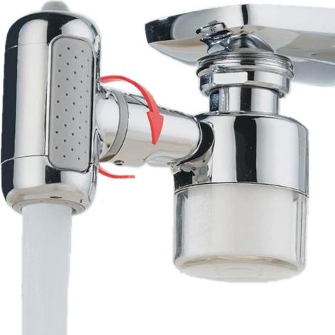 Universelle, ausziehbare Spritzschutz-Sprinklerdüse mit drehbarem mechanischem Arm und Vier-Funktions-Filterung, silber, kurze Ausführung