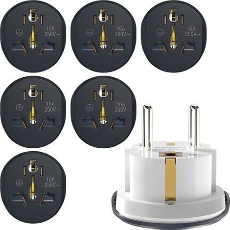 Adaptador de enchufe de viaje universal, 6 piezas, adaptador de enchufe de Reino Unido a Francia, adaptador de enchufe de EE. UU. a Francia, adaptadores de viaje, para la mayoría de países europeos, U (1/5)