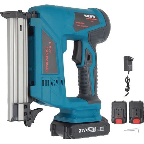 Cloueuse Brad sans fil 20V lithium, pistolet à clous électrique pour menuiserie, 2 batteries, prise US 100-220V, kit professionnel avec chargeur rapide (1/5)