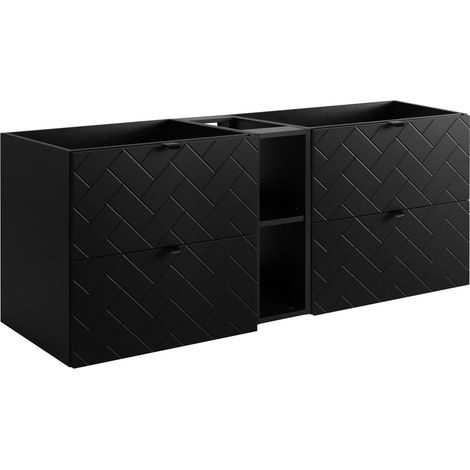 Mobile da bagno, Nero Opaco, 140 x 57 x 46 cm, Maniglie Nere (1/3)