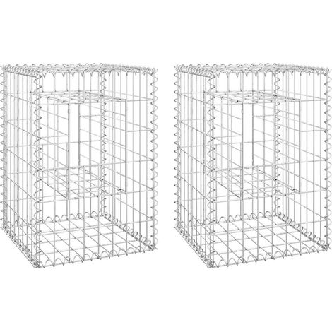 vidaXL Gabion Basket Posts 2 pcs 40x40x60 cm Iron