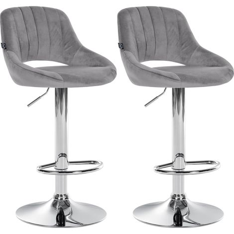 2er Set Barhocker Milet Samt dunkelgrau Metall in Chromoptik (1/5)
