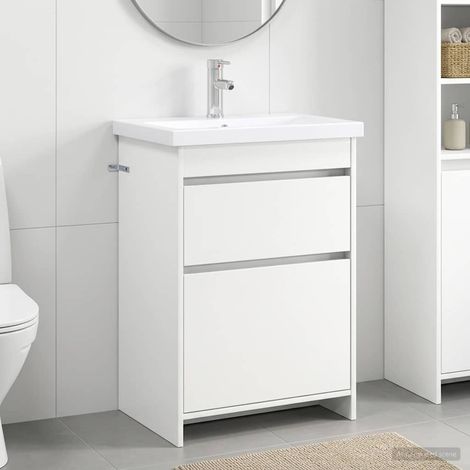 vidaXL Badezimmermöbel-Set Weiß 61 x 40 x 84,5 cm Holzwerkstoff (1/5)