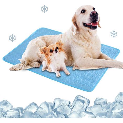 Tapis rafraîchissant chien chiot chaton polyester nylon, tapis de couchage 4 tailles S/M/L/XL, usage intérieur extérieur cage chenil (1/5)