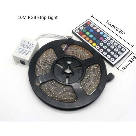 Vente de liquidation : Kit de bande LED rétroéclairée RGB SMD 3528 de 10 m/16,4 pi avec télécommande à 44 touches. (1/5)