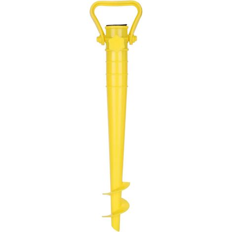 Support de Parasol pour Plage Sable ou Terre Pieds de Parasols,Pieds de Parasol de Plage à hélice à Visser dans Le Sable ，Pied Parasol Sable- Jaune