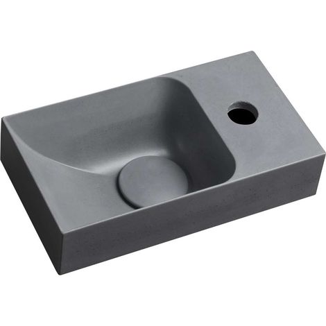 Sapho Small - Lave-mains 31x17 cm, sans trop-plein, trou de robinetterie à droite, gris PK30517 (1/5)