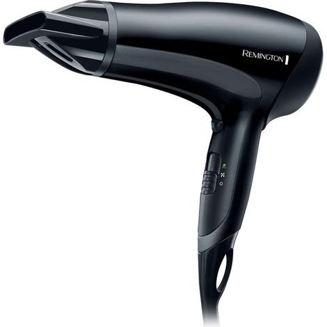 Remington D3010 Power Dry Asciugacapelli 2000W Ionico Ceramica 3 temperature 2 velocita' Eco concentratore colore Nero (1/2)