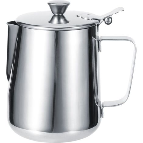 Milk Frothing Pitcher, Frothing Cup, Milk Frother Cup, Espresso, Steamer Pitcher with Stainless Steel Lid for Cappuccino Latte Art (1000ML) (1/5)