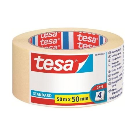 Tesa standard Ruban adhesif de peintre pour profiles rectos. Dimensions : 50mx50mm. Paquet de 6