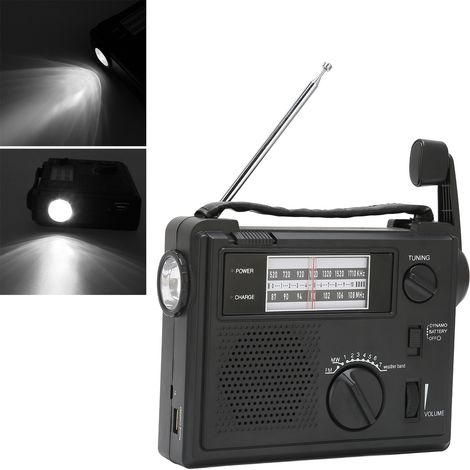 LED-Kurbelradio, Kurbeltaschenlampe, FM/AM/WB-Multibandradio, tragbares Notfallradio für den Außeneinsatz. (1/5)