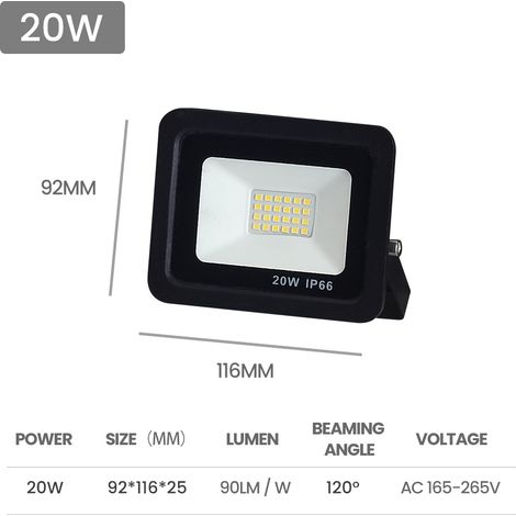 Projecteur LED 120° 10W - 200W Full W Projecteur étanche haute luminosité éclairage extérieur IP65 éclairage de sécurité extéL103 (1/5)