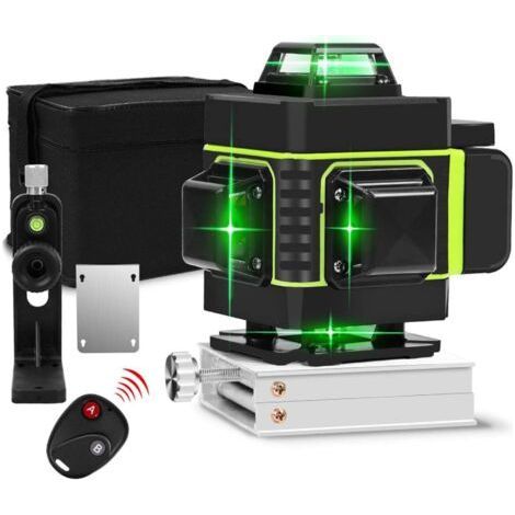 4D Laser Level with Green Light, 16 Lines Automatic Wall Tile Leveling Instrument, High Precision Horizontal and Vertical Cross Bubble Level 4 x 360°(pha (1/5)