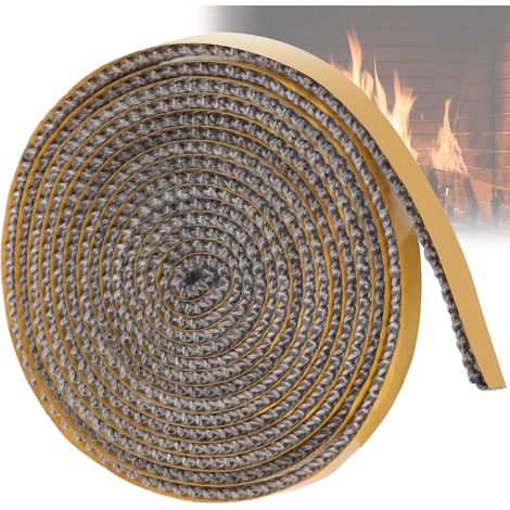 Joint de Porte de poêle, 3 mm 10 mm 2,5 m Joint de cheminée Auto-adhésif Corde en Fibre Haute température Joint d'isolation en Fibre Ignifuge pour poêle/Tuyau de Four/cheminée (1/5)