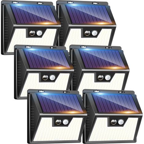 Lampe Solaire Extérieur, [Lot de 6] Lumière Solaire Exterieur, IP65 étanche 3 Modes éclairage extérieur solaire, Lampe solaire avec détecteur de mouvement pour jardin garage carport (1/5)