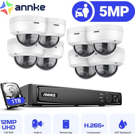 ANNKE H500 PoE Kit de Videovigilancia,8X5MP PoE Cámaras,Visión Nocturna Sistema de Cámara Exterior 1TB (1/5)