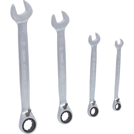 Kstools – Jeu de clés mixtes à cliquet réversible 4 pcs – Système FlankTraction – Tête inclinée 15° – Normes DIN 3113 et ISO 3318 (1/3)