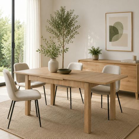 Table à manger extensible décor bois 120-200 cm ALVA (1/5)