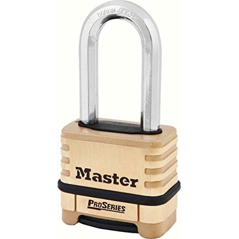Master Lock 1175DLH - Lucchetto a combinazione in ottone, ad arco lungo, reimpostabile (1/3)