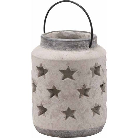 Bloomville Large Star Lantern - Ceramic - L18 x W18 x H23 cm - Stone