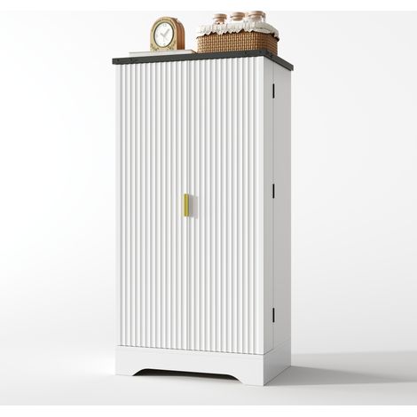 Armario alto de cocina con luz LED con sensor y especiero MDF blanco 120 x 60,5 x 40 cm HOMVRA (1/5)