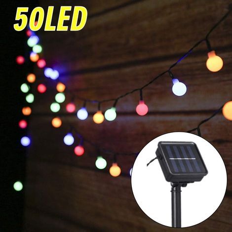 Guirlande Lumineuse Solaire Exterieur, Guirlande Guinguette Solaire 6.9M 50 LED Étanche IP44 avec 8 Modes Eclairage pour la Décoration Intérieur et Extérieur, Jardin, Sapin Noël, Soirée Fête etc (1/5)